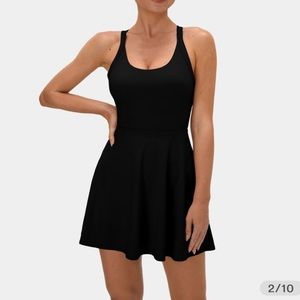 Halara Backless Cut Out Twisted Side Pocket 2 in 1 Dress, Size Small, Black